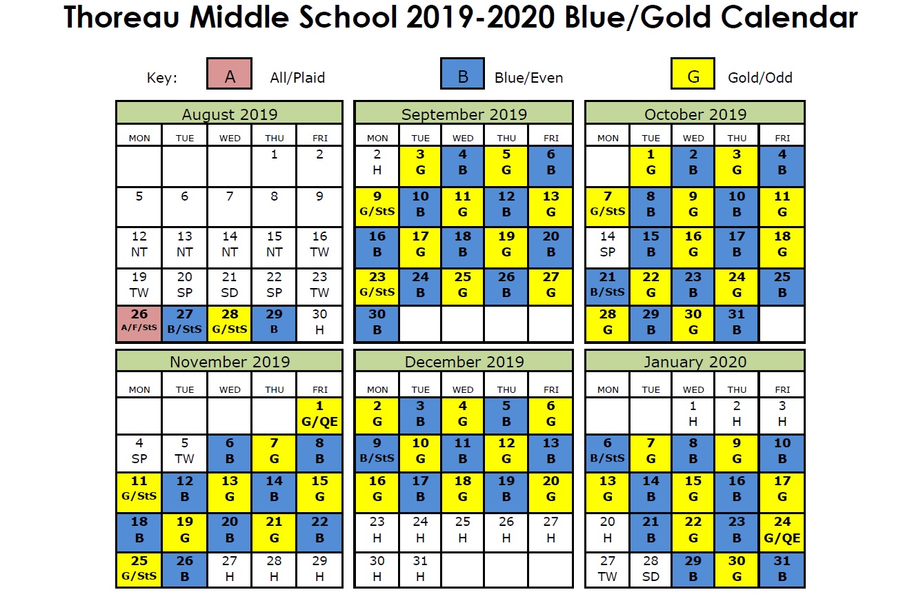 Blue Gold Day Calendar Thoreau Middle School