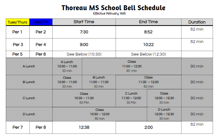 Return to School Updates | Thoreau Middle School